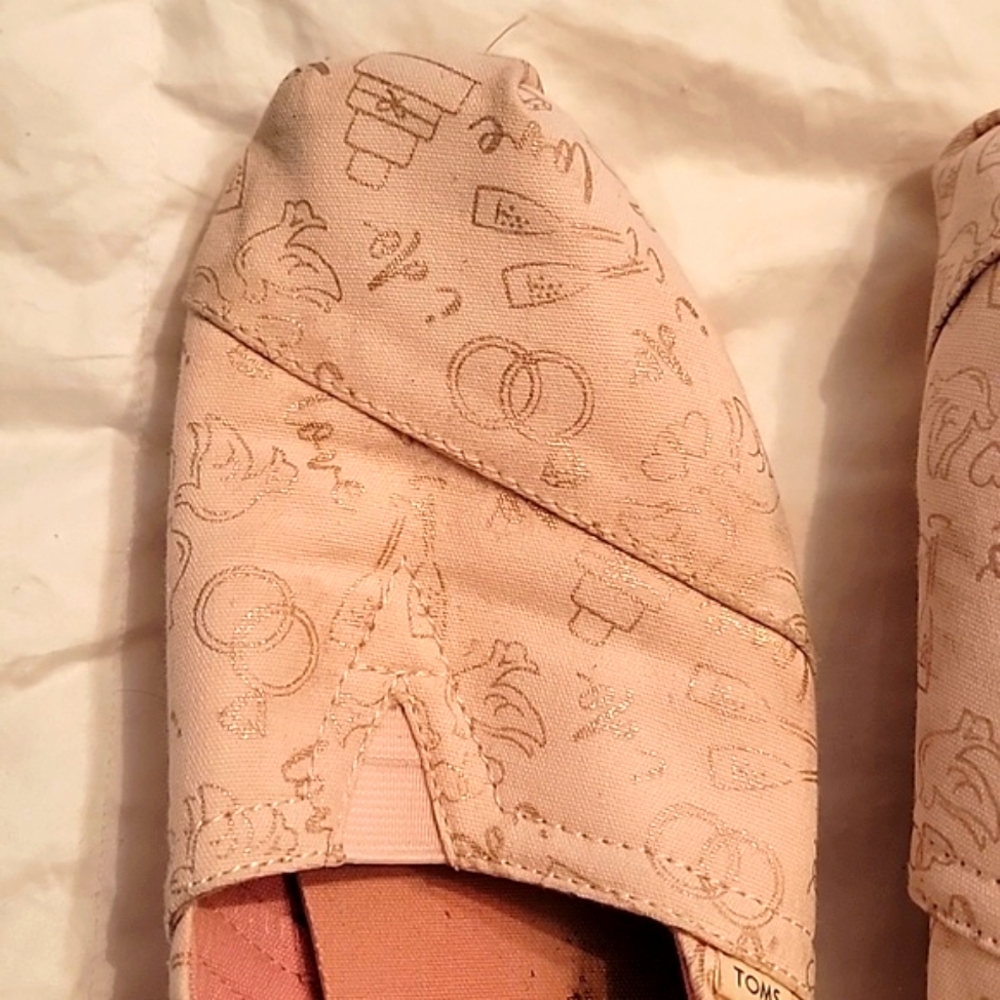 TOMS Wedding Print Bridal Pink Slip On Shoes 10